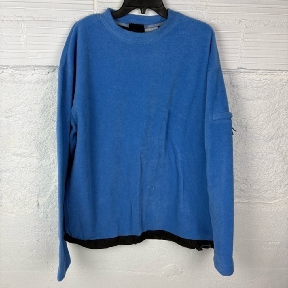 GENUINE STUFF blue fleece crew neck zipper arm comfy sweater size XL